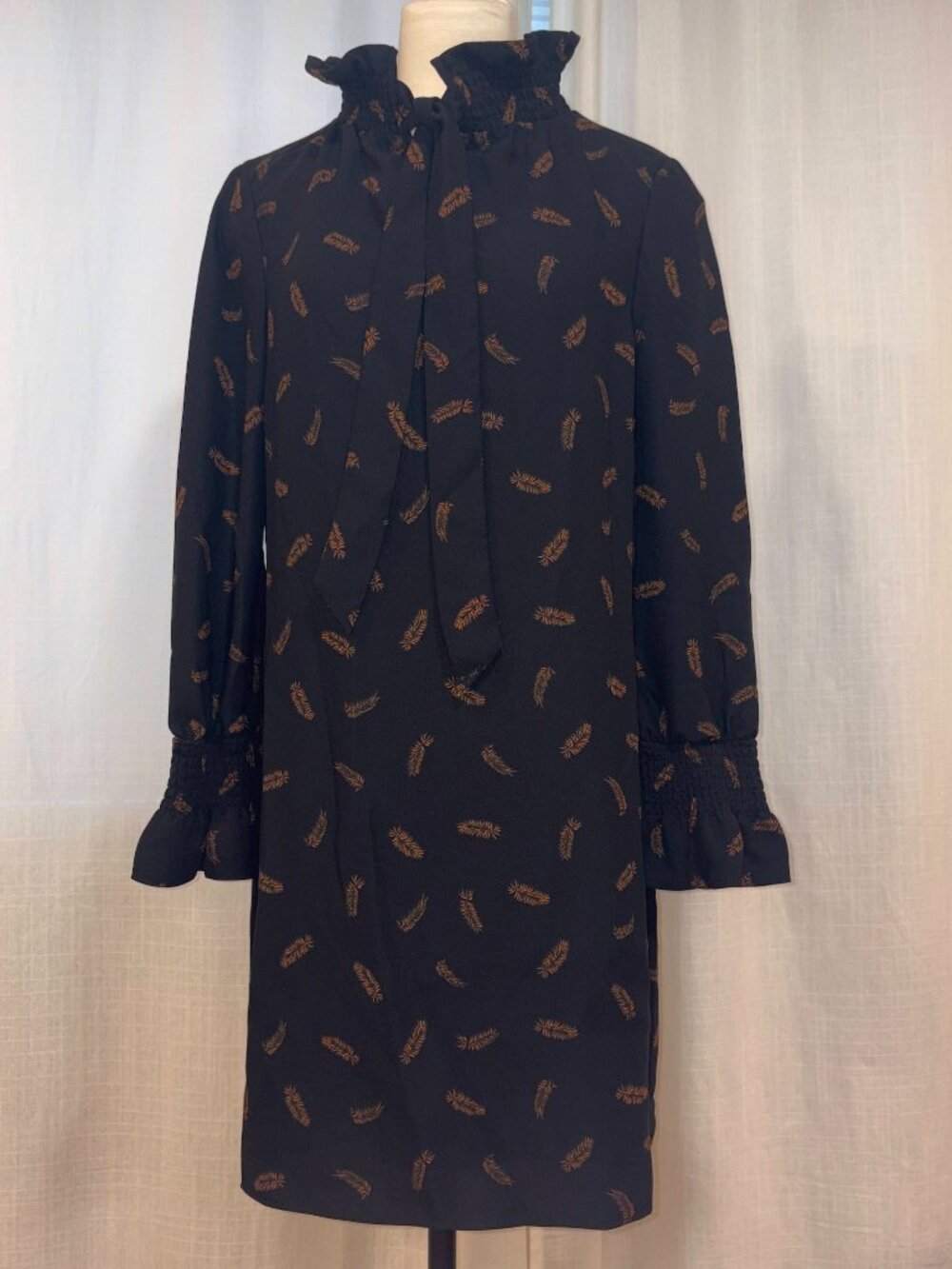 Tie Neck Ruffle Shift Dress, Hobbs London